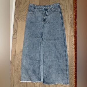 Chaser asymmetrical waist denim maxi with slit